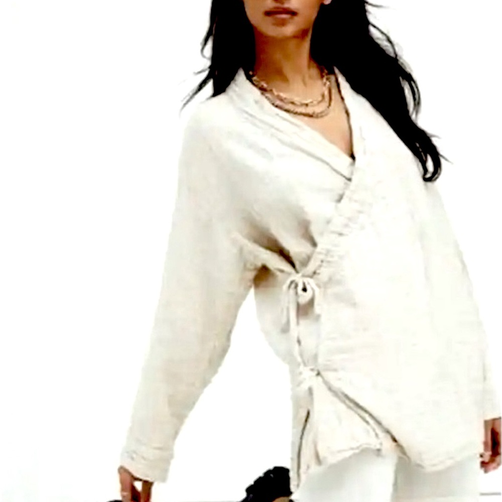 NWT CP SHADES X FREE PEOPLE COLLAB DOUBLE COTTON WRAP TOP SIDE TIE TUNIC LARGE